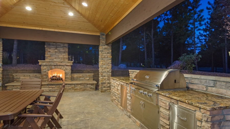 rustic outdoor kitchen designs with outdoor pool