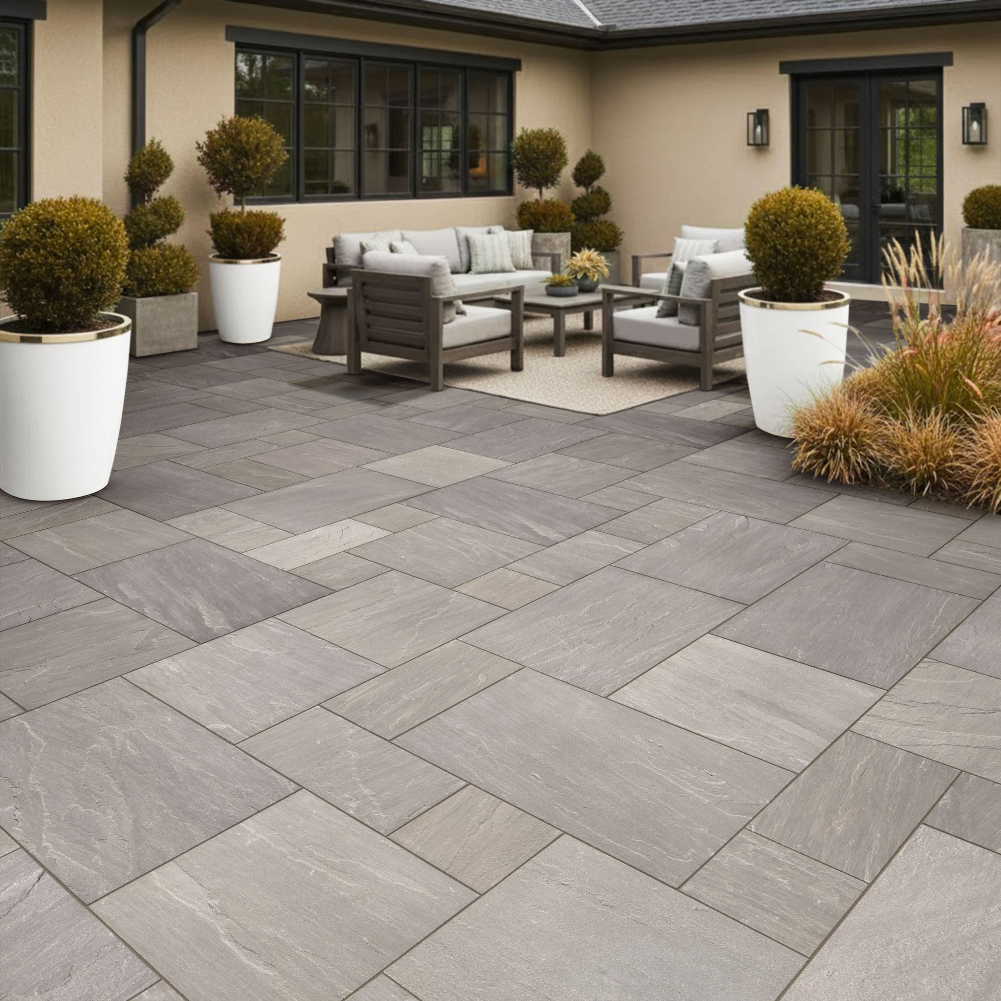 Sierra Grey Sandstone Paving - Outdoor Sandstone Tiles