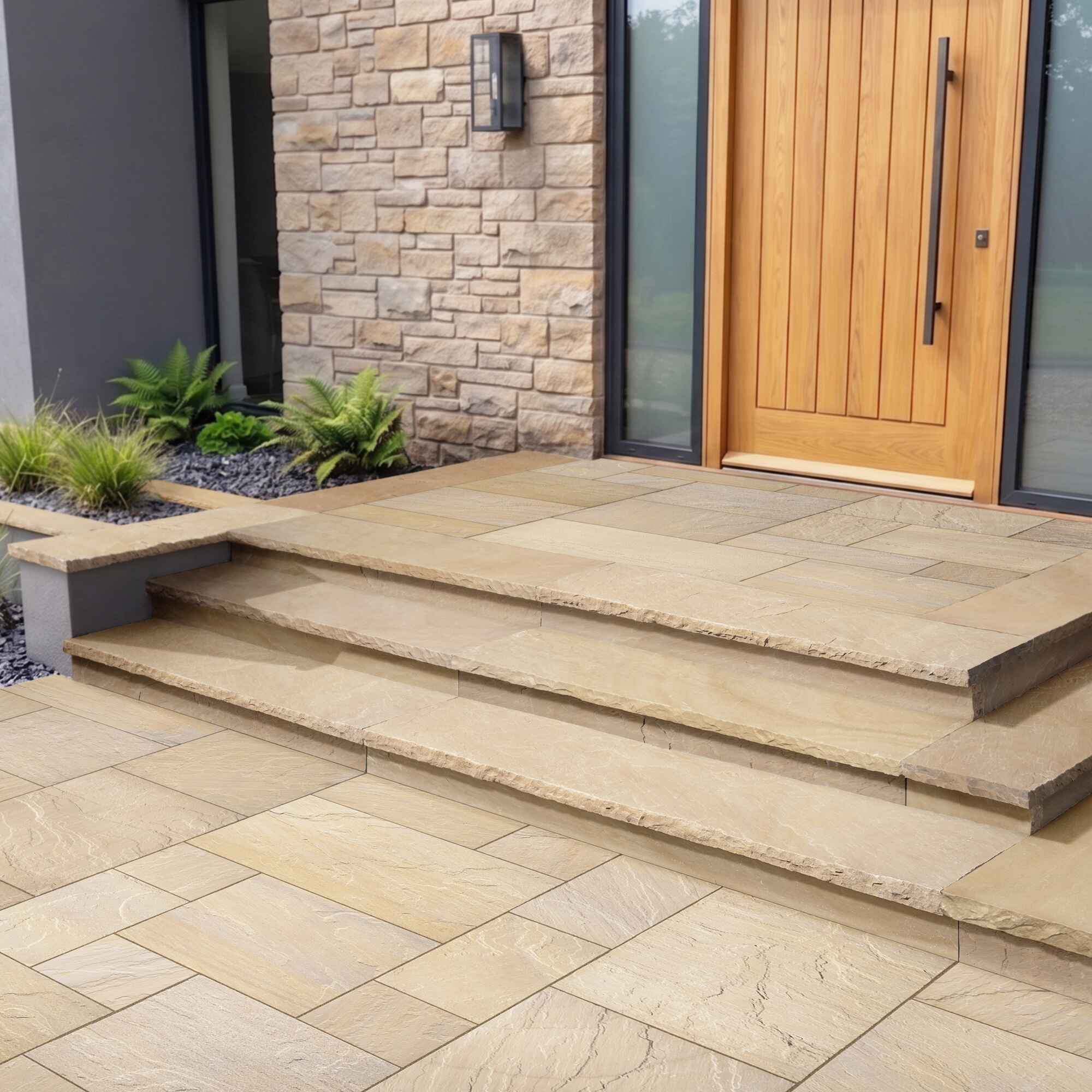 Sunset Buff Stone Treads - Outdoor Stair Solutions