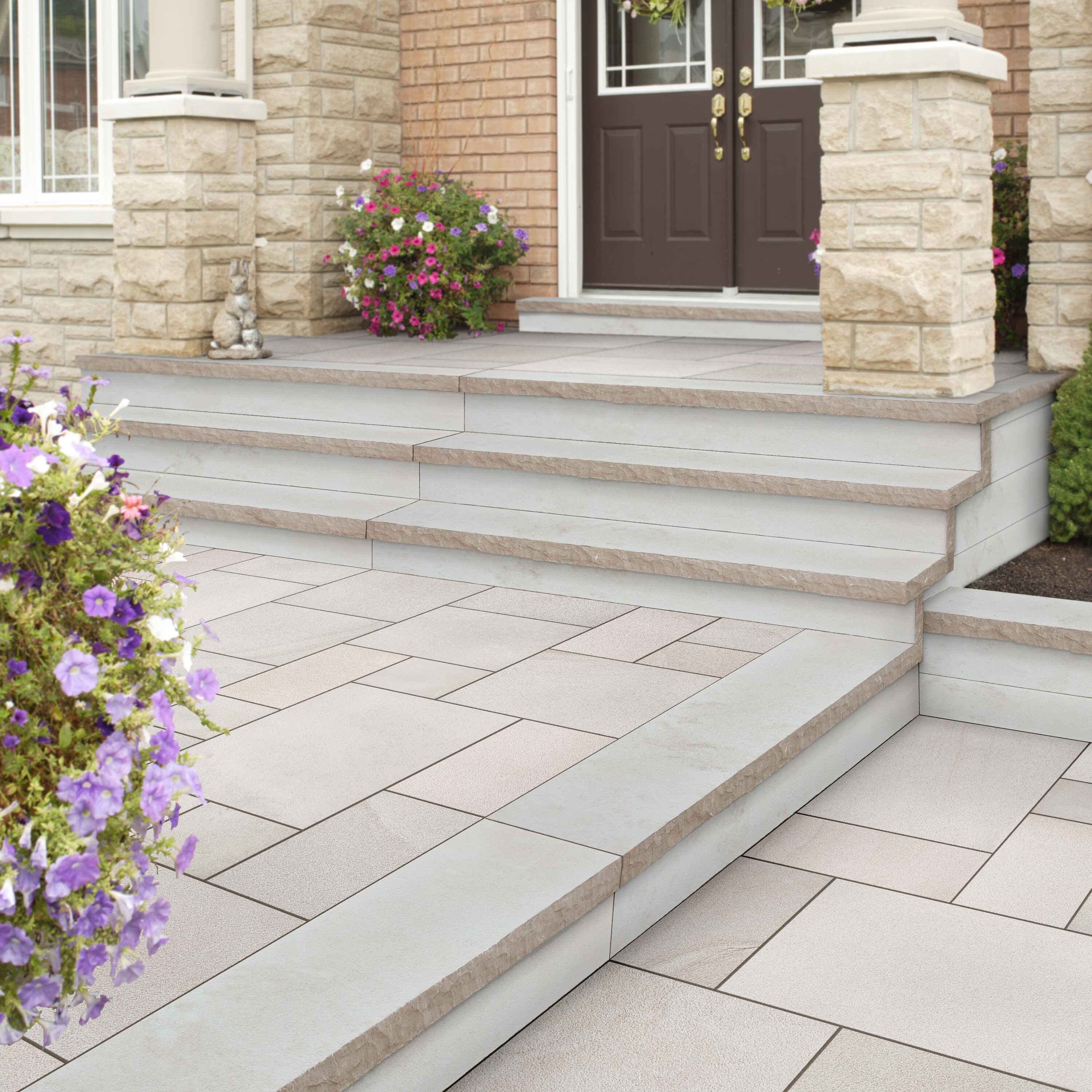 Imperial White Natural Stone Treads - Outdoor Stair Treads